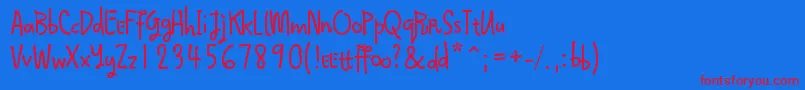 Qokijo-fontti – punaiset fontit sinisellä taustalla