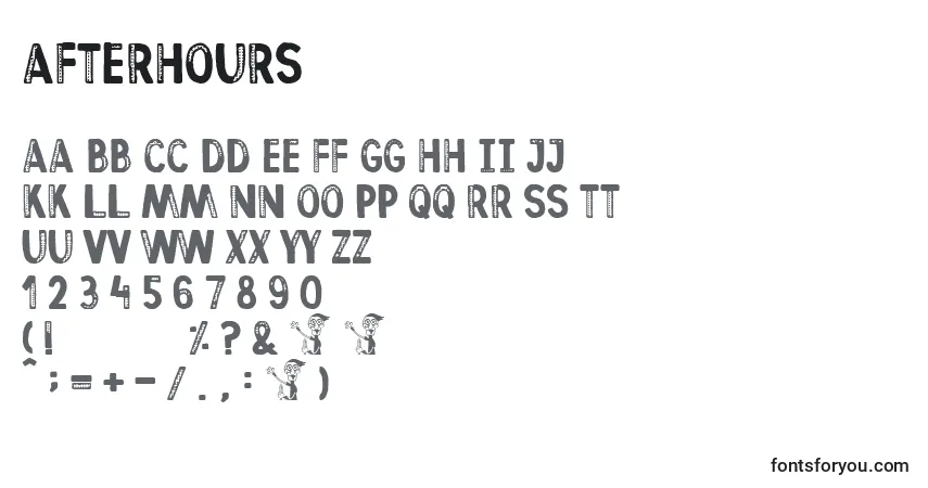 A fonte Afterhours (118840) – alfabeto, números, caracteres especiais