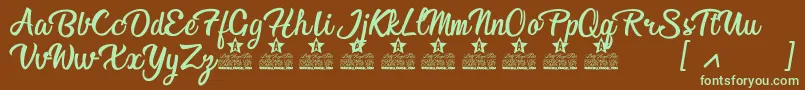 Afternoon in Stereo Personal Use Font – Green Fonts on Brown Background