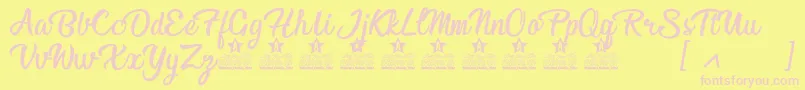 Afternoon in Stereo Personal Use Font – Pink Fonts on Yellow Background