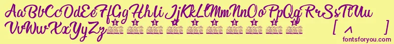 Afternoon in Stereo Personal Use Font – Purple Fonts on Yellow Background