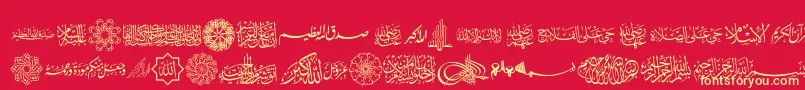 Fonte AGA Islamic Phrases – fontes amarelas em um fundo vermelho