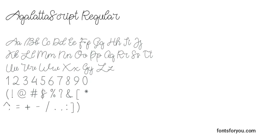 Schriftart AgalattaScript Regular – Alphabet, Zahlen, spezielle Symbole