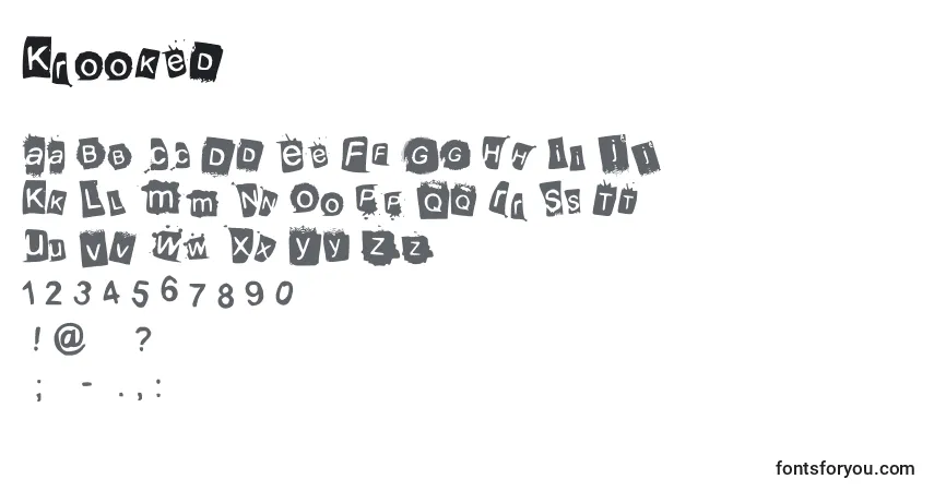 Schriftart Krooked – Alphabet, Zahlen, spezielle Symbole