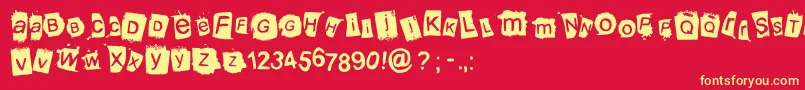 Krooked Font – Yellow Fonts on Red Background