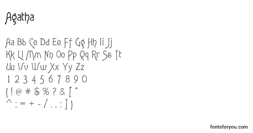 Schriftart Agatha (118851) – Alphabet, Zahlen, spezielle Symbole