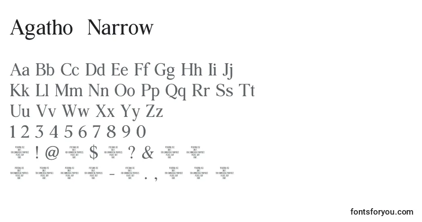 A fonte Agatho  Narrow – alfabeto, números, caracteres especiais