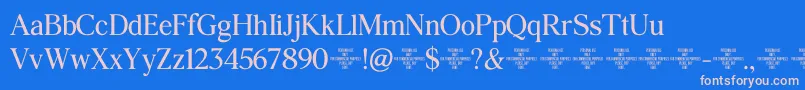 Agatho  Narrow-Schriftart – Rosa Schriften auf blauem Hintergrund