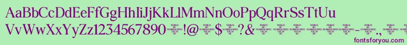 Agatho  Narrow Font – Purple Fonts on Green Background
