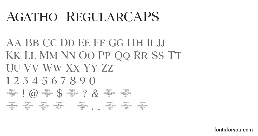 Czcionka Agatho  RegularCAPS – alfabet, cyfry, specjalne znaki