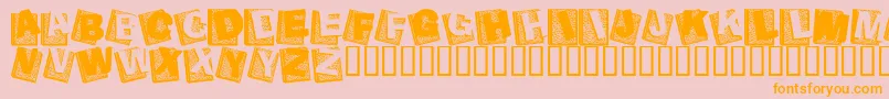 Agend   -Schriftart – Orangefarbene Schriften auf rosa Hintergrund