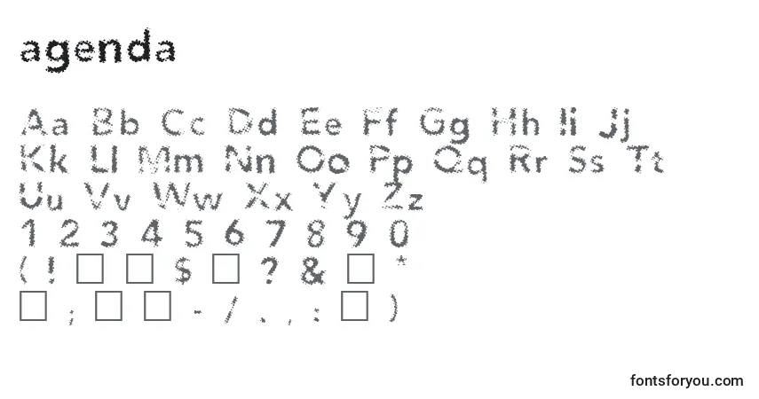 Czcionka Agenda   (118863) – alfabet, cyfry, specjalne znaki