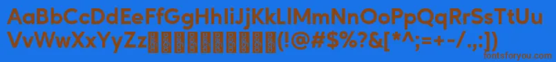 フォントAgeoPersonalUse ExtraBold – 茶色の文字が青い背景にあります。