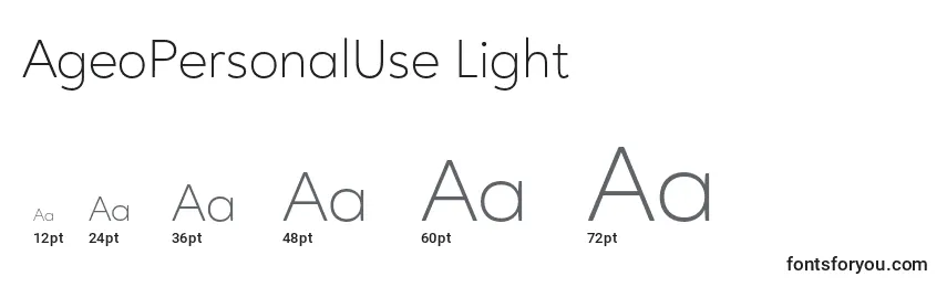 Размеры шрифта AgeoPersonalUse Light