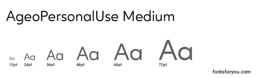 Размеры шрифта AgeoPersonalUse Medium
