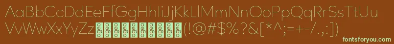 Шрифт AgeoPersonalUse Thin – зелёные шрифты на коричневом фоне