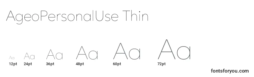 Размеры шрифта AgeoPersonalUse Thin