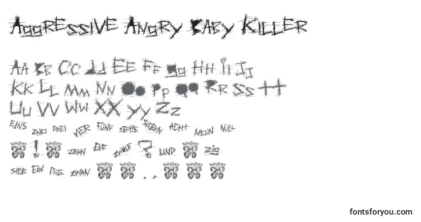Schriftart Aggressive Angry Baby Killer – Alphabet, Zahlen, spezielle Symbole