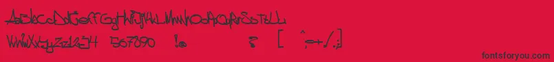 aggstock-fontti – mustat fontit punaisella taustalla