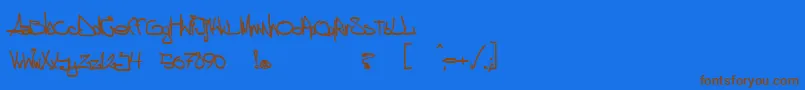 aggstock-Schriftart – Braune Schriften auf blauem Hintergrund