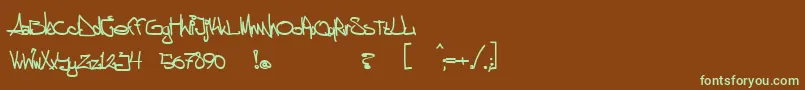 aggstock-fontti – vihreät fontit ruskealla taustalla