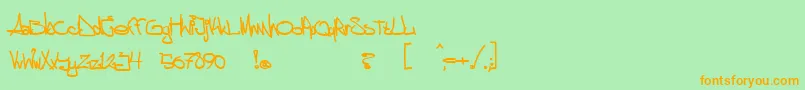 aggstock-Schriftart – Orangefarbene Schriften auf grünem Hintergrund