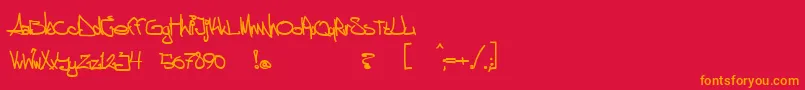 aggstock-fontti – oranssit fontit punaisella taustalla