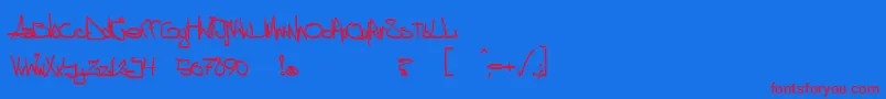 aggstock-Schriftart – Rote Schriften auf blauem Hintergrund