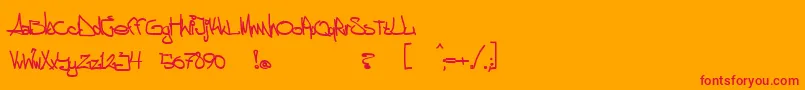 aggstock-Schriftart – Rote Schriften auf orangefarbenem Hintergrund