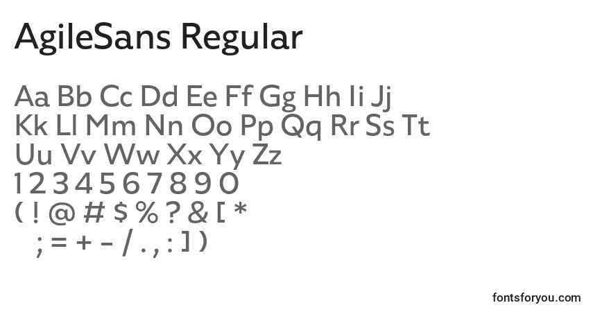 Schriftart AgileSans Regular – Alphabet, Zahlen, spezielle Symbole
