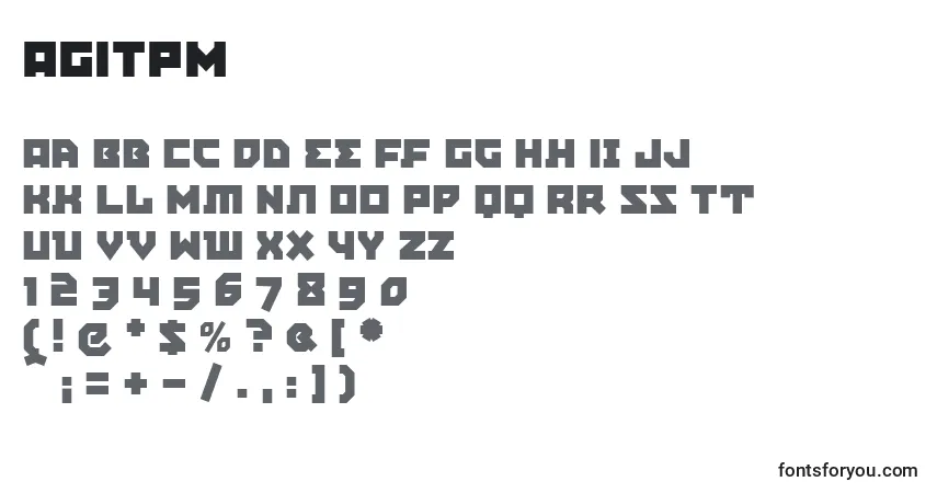 A fonte AGITPM   (118876) – alfabeto, números, caracteres especiais