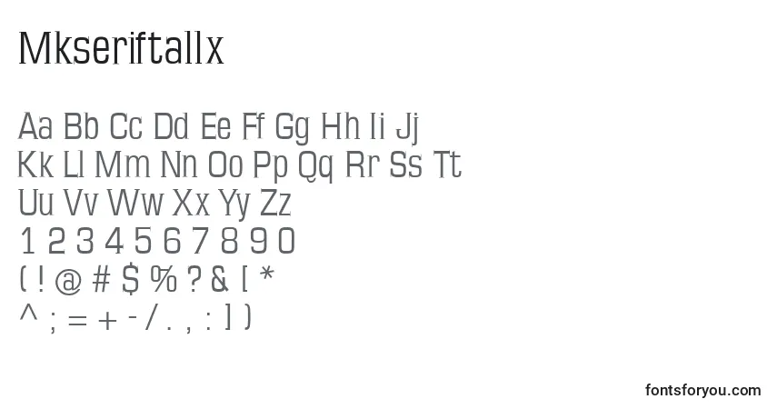 Czcionka Mkseriftallx – alfabet, cyfry, specjalne znaki