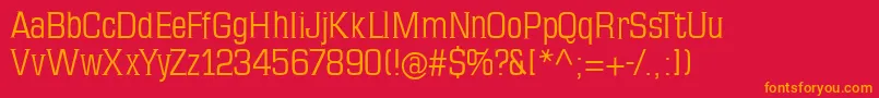 Fonte Mkseriftallx – fontes laranjas em um fundo vermelho