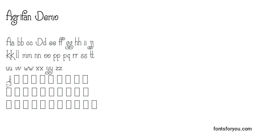 Шрифт Agrifan Demo – алфавит, цифры, специальные символы