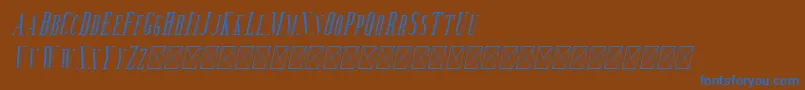 Aguero Serif Italic-Schriftart – Blaue Schriften auf braunem Hintergrund