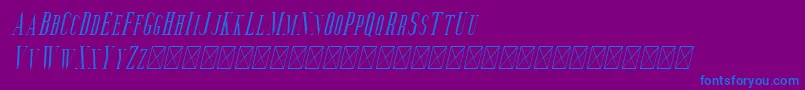 Fonte Aguero Serif Italic – fontes azuis em um fundo violeta
