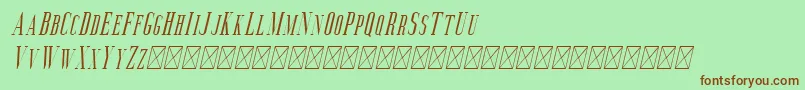 Fonte Aguero Serif Italic – fontes marrons em um fundo verde