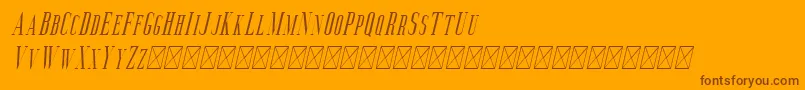 フォントAguero Serif Italic – オレンジの背景に茶色のフォント