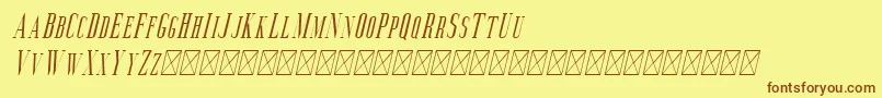 フォントAguero Serif Italic – 茶色の文字が黄色の背景にあります。