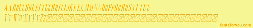 フォントAguero Serif Italic – オレンジの文字が黄色の背景にあります。
