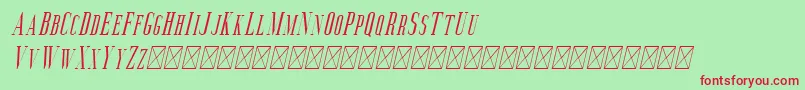 Fonte Aguero Serif Italic – fontes vermelhas em um fundo verde