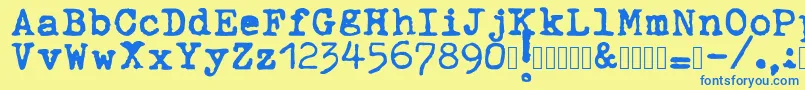 ahabeshastypewriter Font – Blue Fonts on Yellow Background
