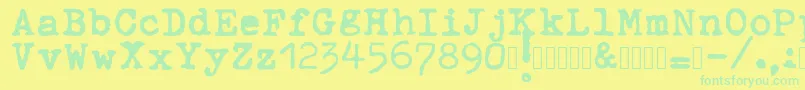 ahabeshastypewriter Font – Green Fonts on Yellow Background