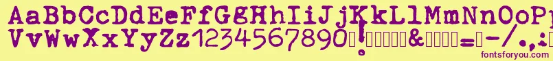 ahabeshastypewriter Font – Purple Fonts on Yellow Background