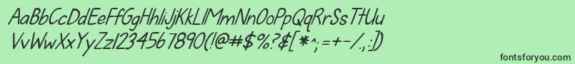 フォントKgfallforyouitalics – 緑の背景に黒い文字