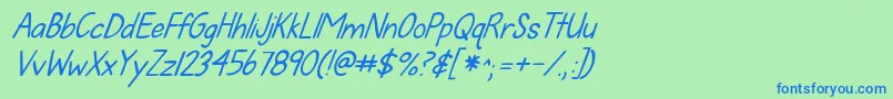 Kgfallforyouitalics Font – Blue Fonts on Green Background