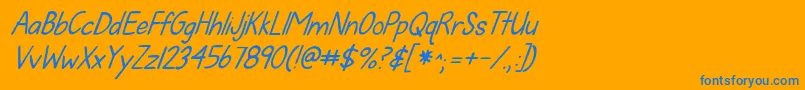 Fonte Kgfallforyouitalics – fontes azuis em um fundo laranja