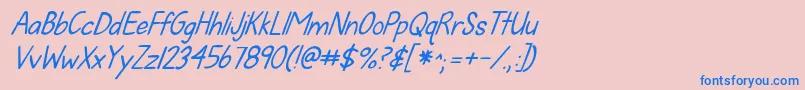 Kgfallforyouitalics Font – Blue Fonts on Pink Background