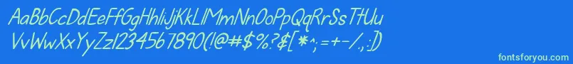 Kgfallforyouitalics Font – Green Fonts on Blue Background