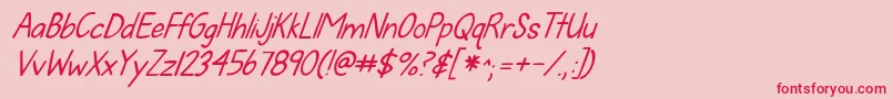 Kgfallforyouitalics Font – Red Fonts on Pink Background